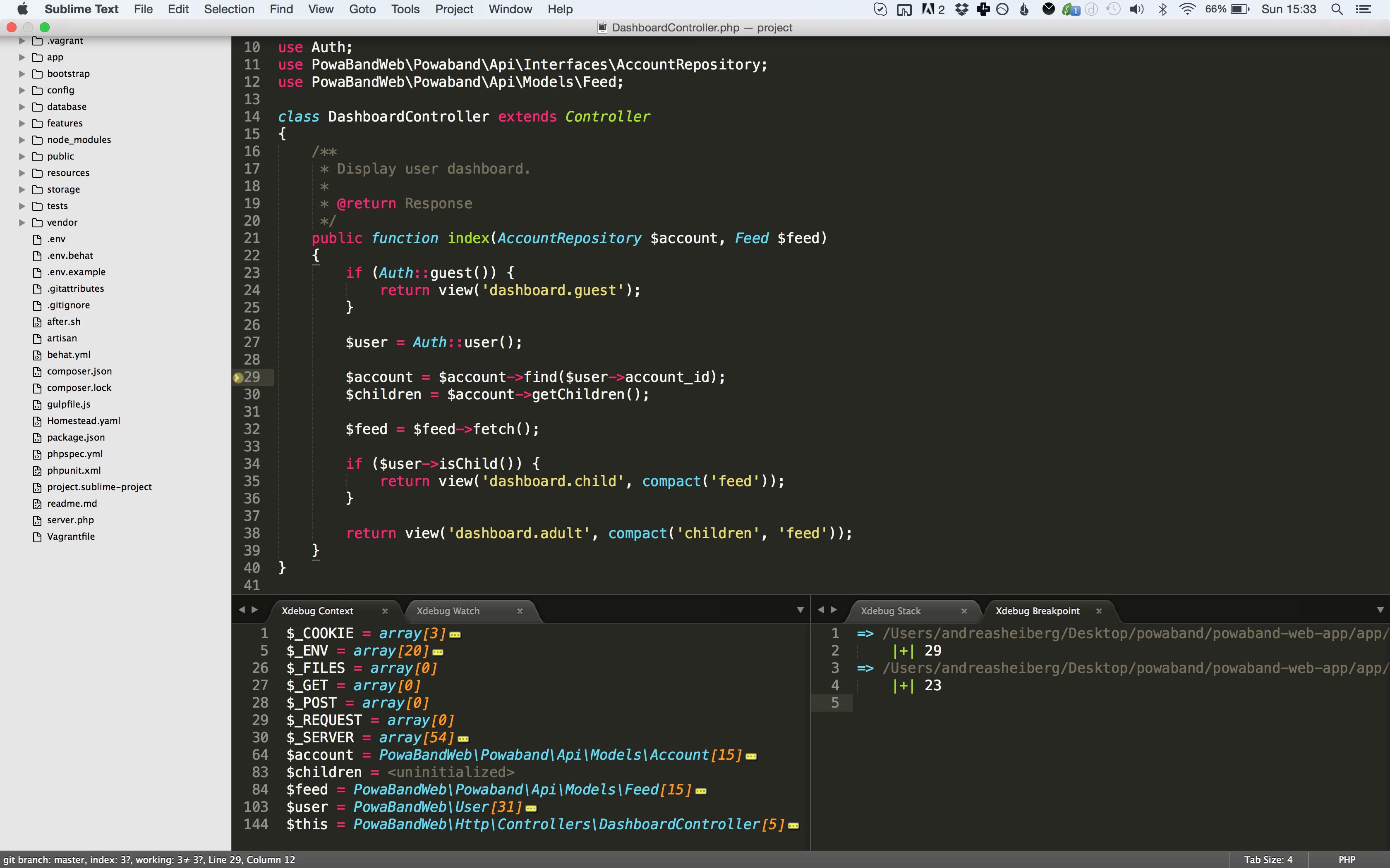 Sublime Text xDebug: Hitting a breakpoint